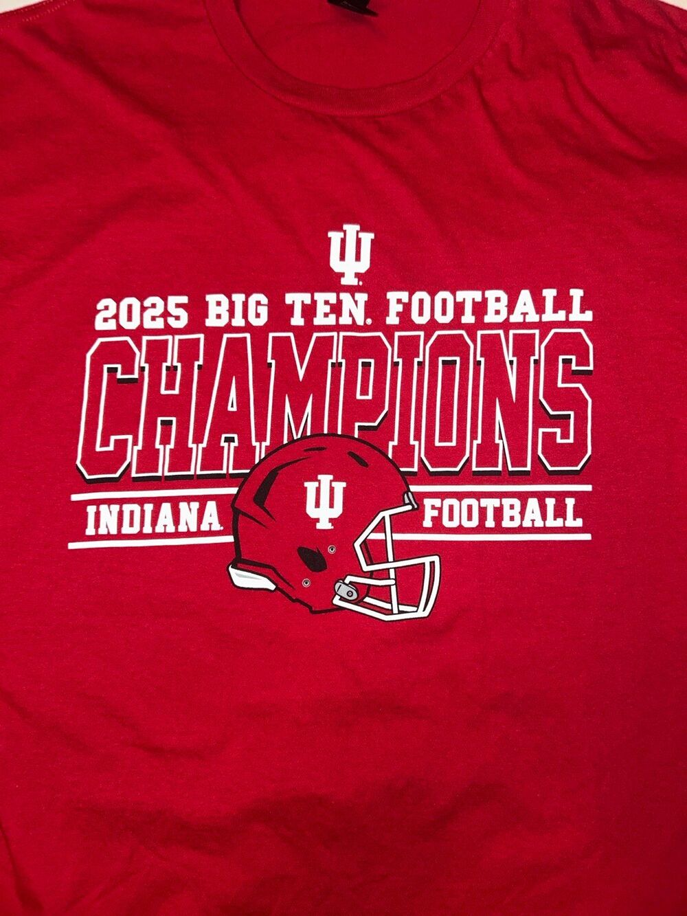 2025 Big Ten Football Champions T-Shirt - Indiana Football - Red - Size XL